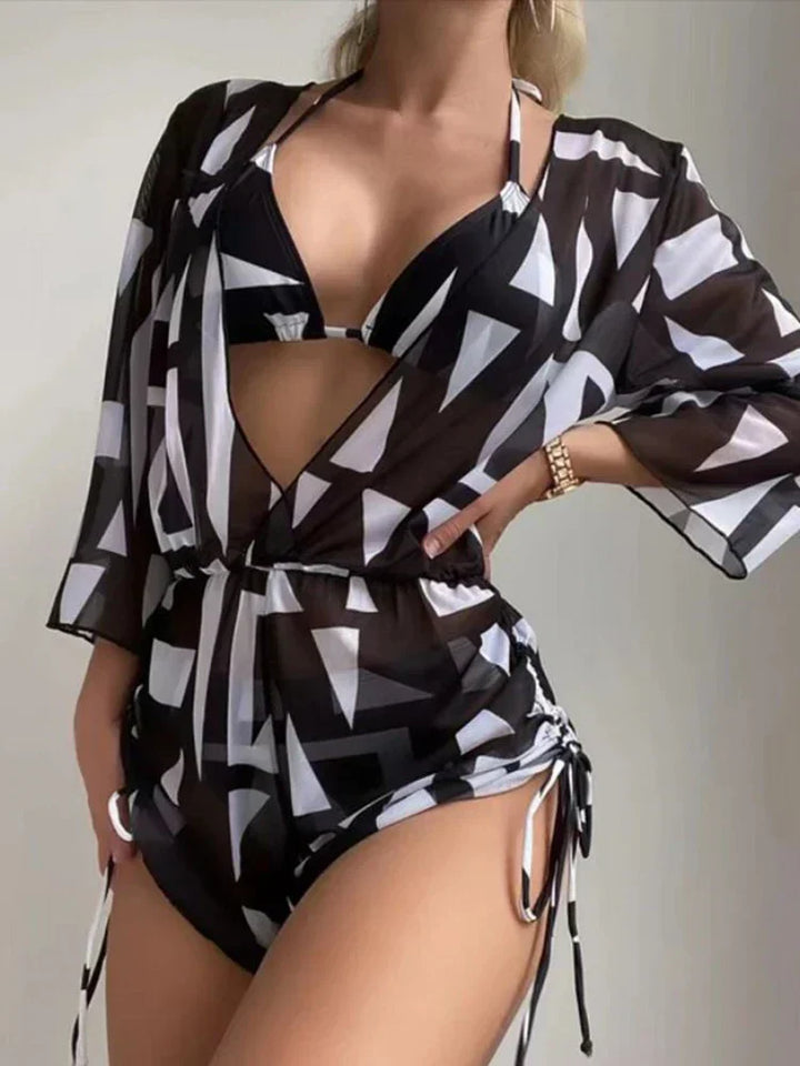 Mirla | 3 stycken bikini tropisk tryck badkläder halter snörsida badkläder kvinnor baddräkt kvinnlig simma sommar strandkläder-Eva Jonsson