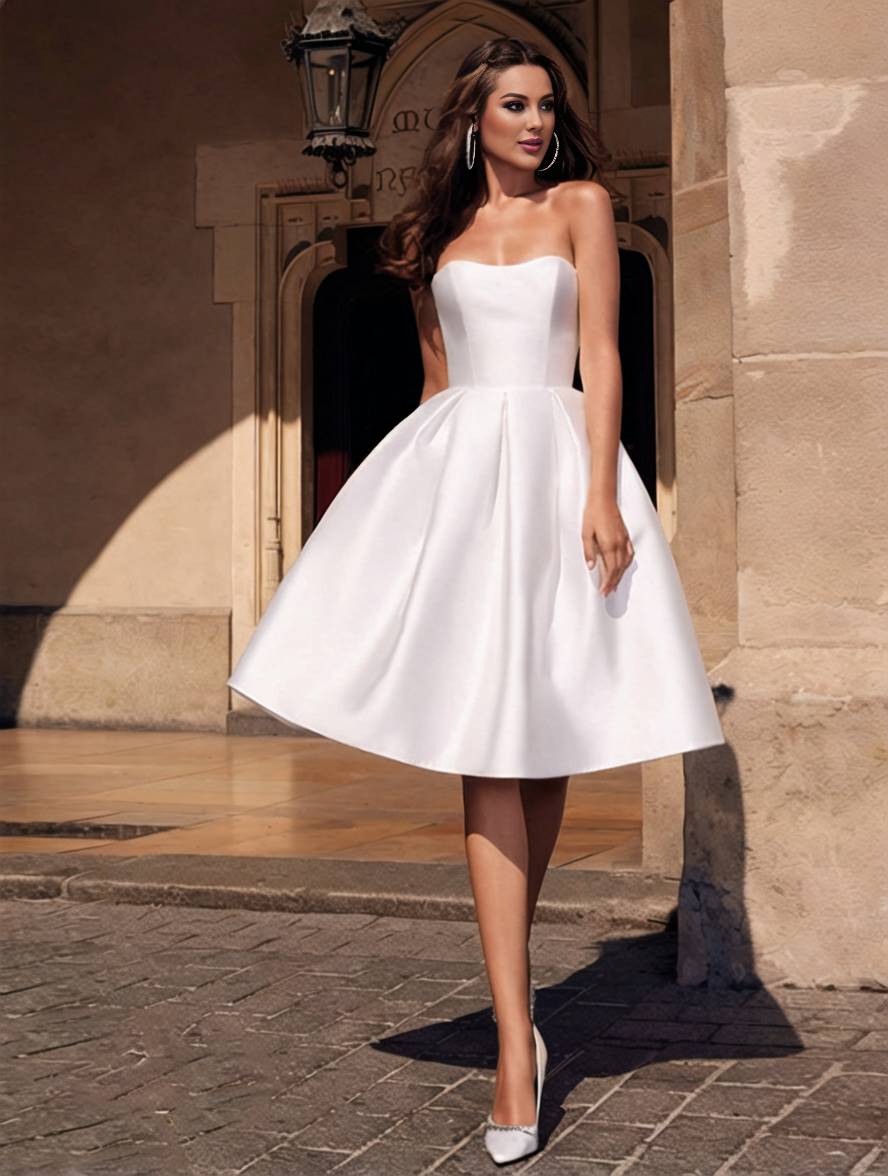 Mirla | A-linje Strapless Bustier Rygglös Klänning Elegant Bal kväll för Bröllop Cocktail-Eva Jonsson