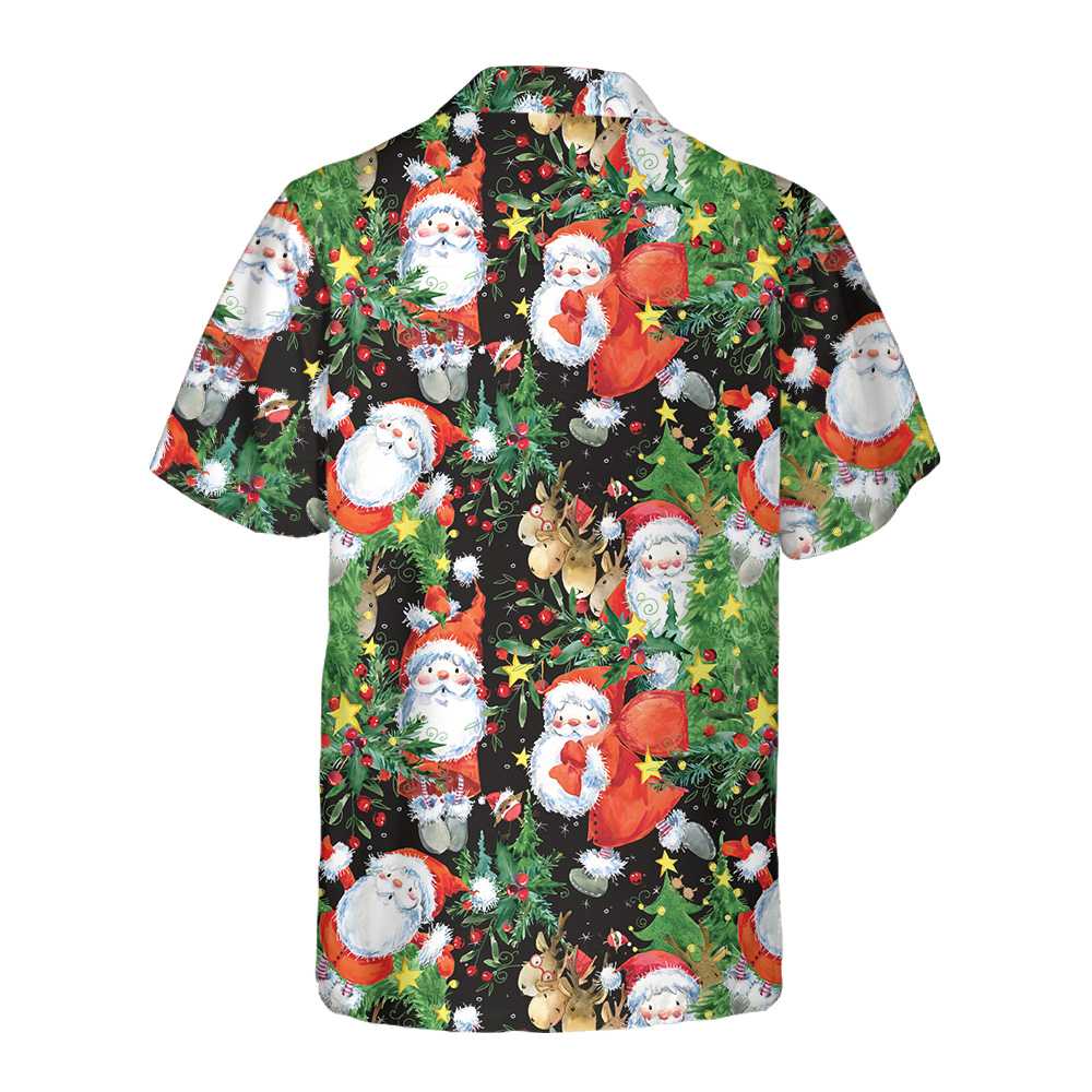 Mirla | Akvarell Santa Mönster Hawaiian Skjorta Rolig Tomte Skjorta Present För Julen-Eva Jonsson