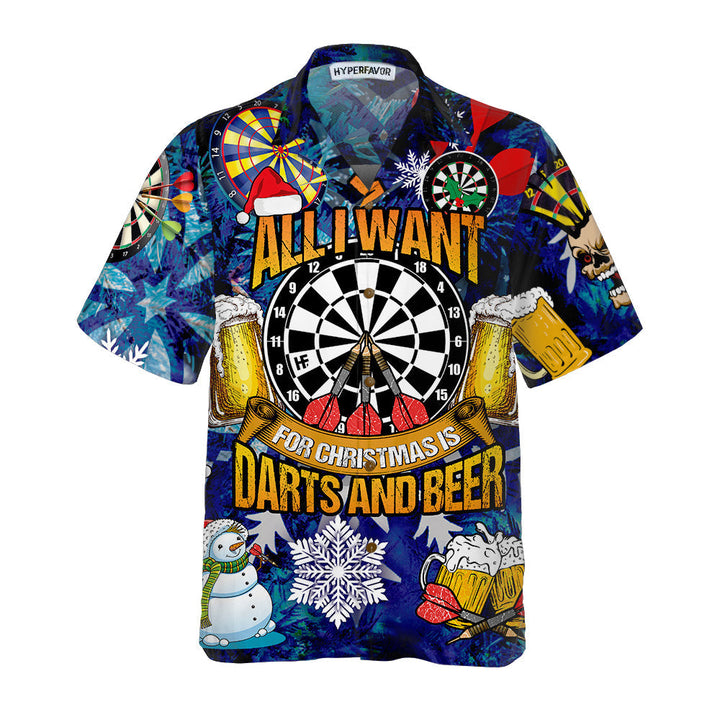 Mirla | Allt Jag Önskar Mig Till Jul Är Dart och Öl Hawaii Skjorta Rolig Jul T-Shirt För Män Bästa Julklappidé-Eva Jonsson