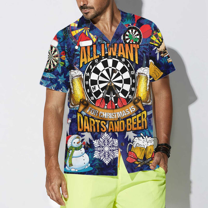 Mirla | Allt Jag Önskar Mig Till Jul Är Dart och Öl Hawaii Skjorta Rolig Jul T-Shirt För Män Bästa Julklappidé-Eva Jonsson