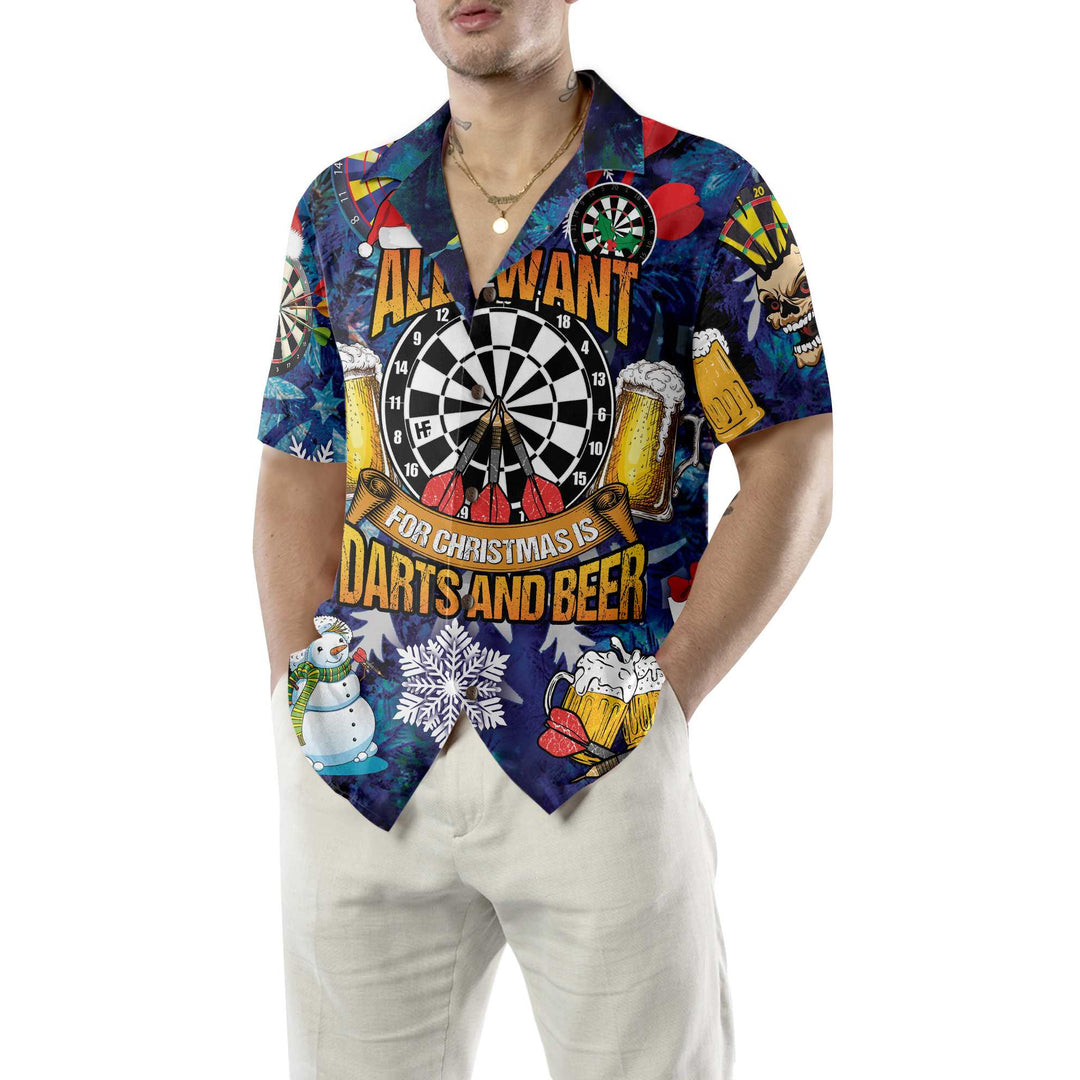 Mirla | Allt Jag Önskar Mig Till Jul Är Dart och Öl Hawaii Skjorta Rolig Jul T-Shirt För Män Bästa Julklappidé-Eva Jonsson