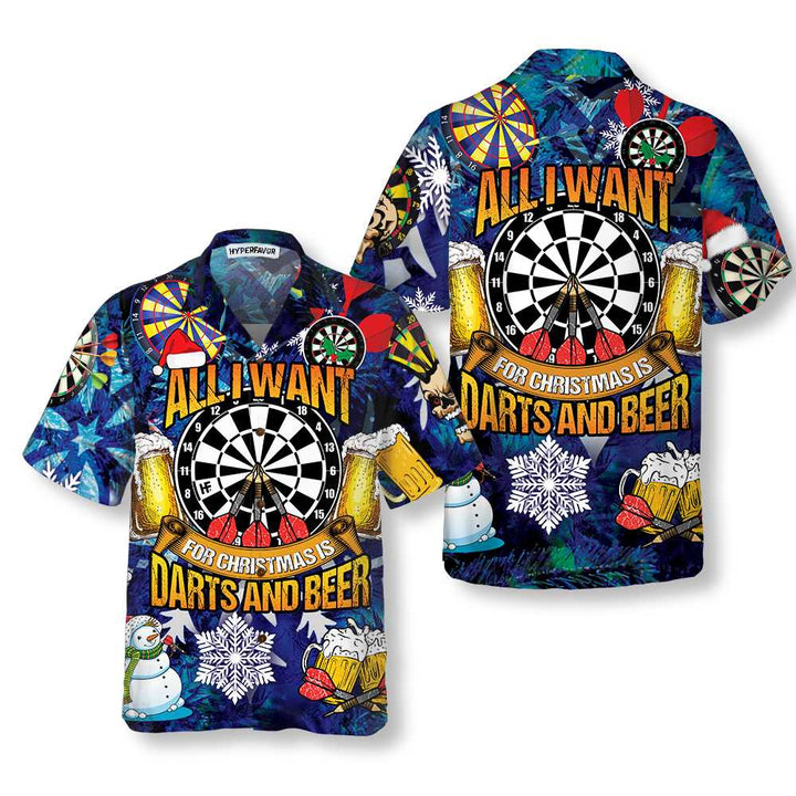 Mirla | Allt Jag Önskar Mig Till Jul Är Dart och Öl Hawaii Skjorta Rolig Jul T-Shirt För Män Bästa Julklappidé-Eva Jonsson