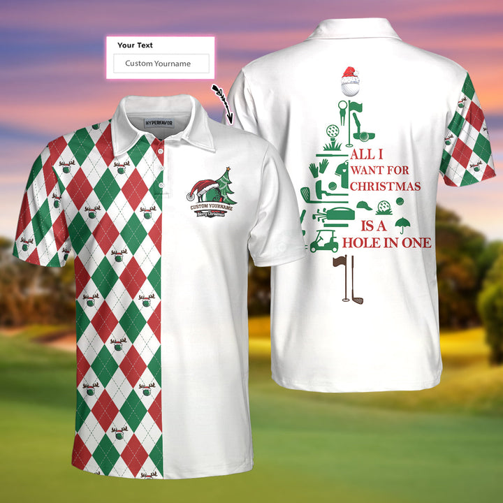 Mirla | Allt Jag Önskar Mig Till Jul Är En Hole-In-One Anpassad Polo Skjorta Personliggjord Argyle Långärmad Skjorta För Golfare-Eva Jonsson