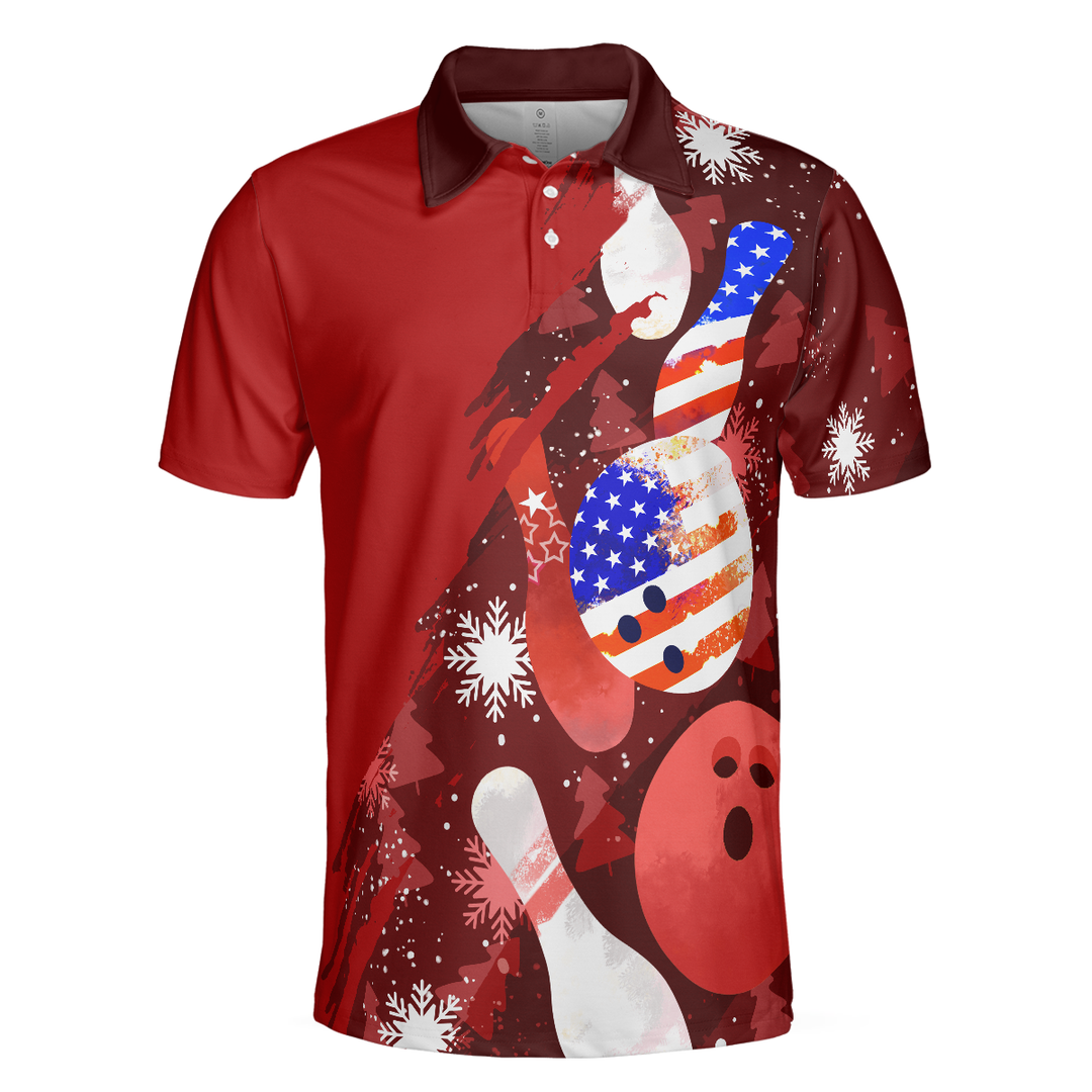 Mirla | Amerikanska Flaggan Jul Bowlingboll och Pins Herr Polotröjor-Eva Jonsson