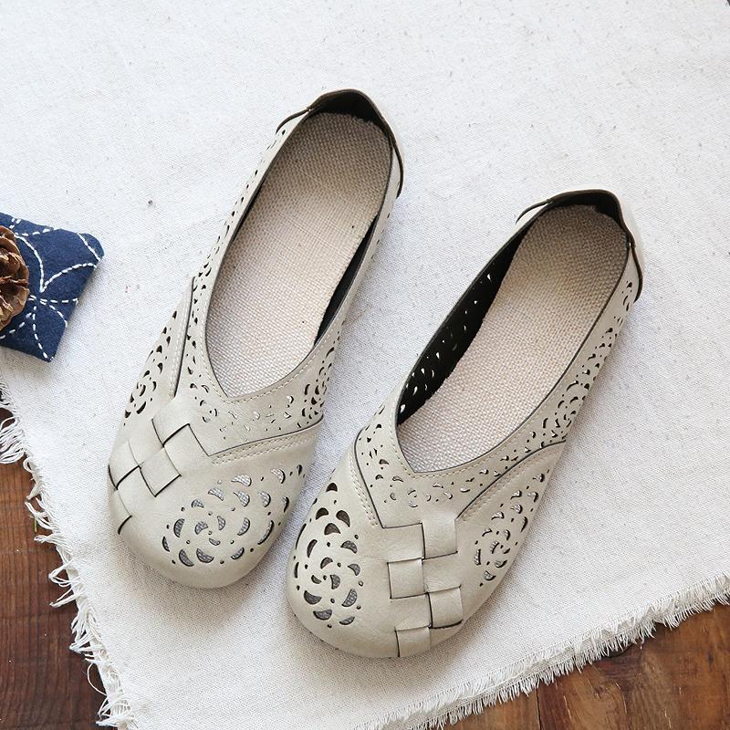 Mirla | Andningsbara läderplatta i vintage-stil-Eva Jonsson
