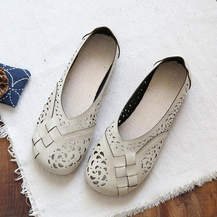 Mirla | Andningsbara läderplatta i vintage-stil-Eva Jonsson