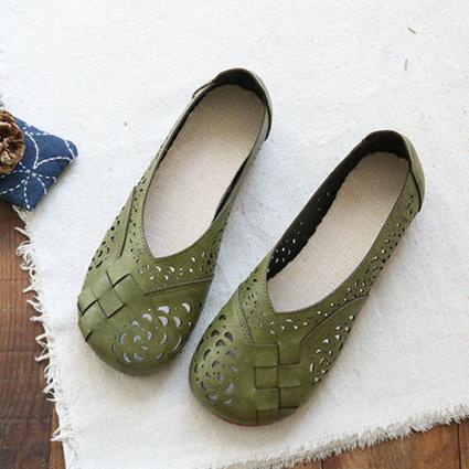 Mirla | Andningsbara läderplatta i vintage-stil-Eva Jonsson