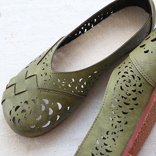Mirla | Andningsbara läderplatta i vintage-stil-Eva Jonsson