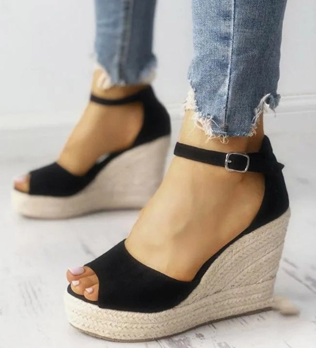 Mirla | Ankelrem Hög Klack Rep Tyg Espadrillos-Eva Jonsson