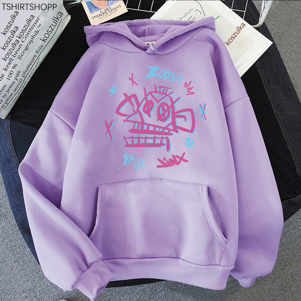 Mirla | Arcane Hoodie Harajuku Stil Jinx och Ekko-Eva Jonsson