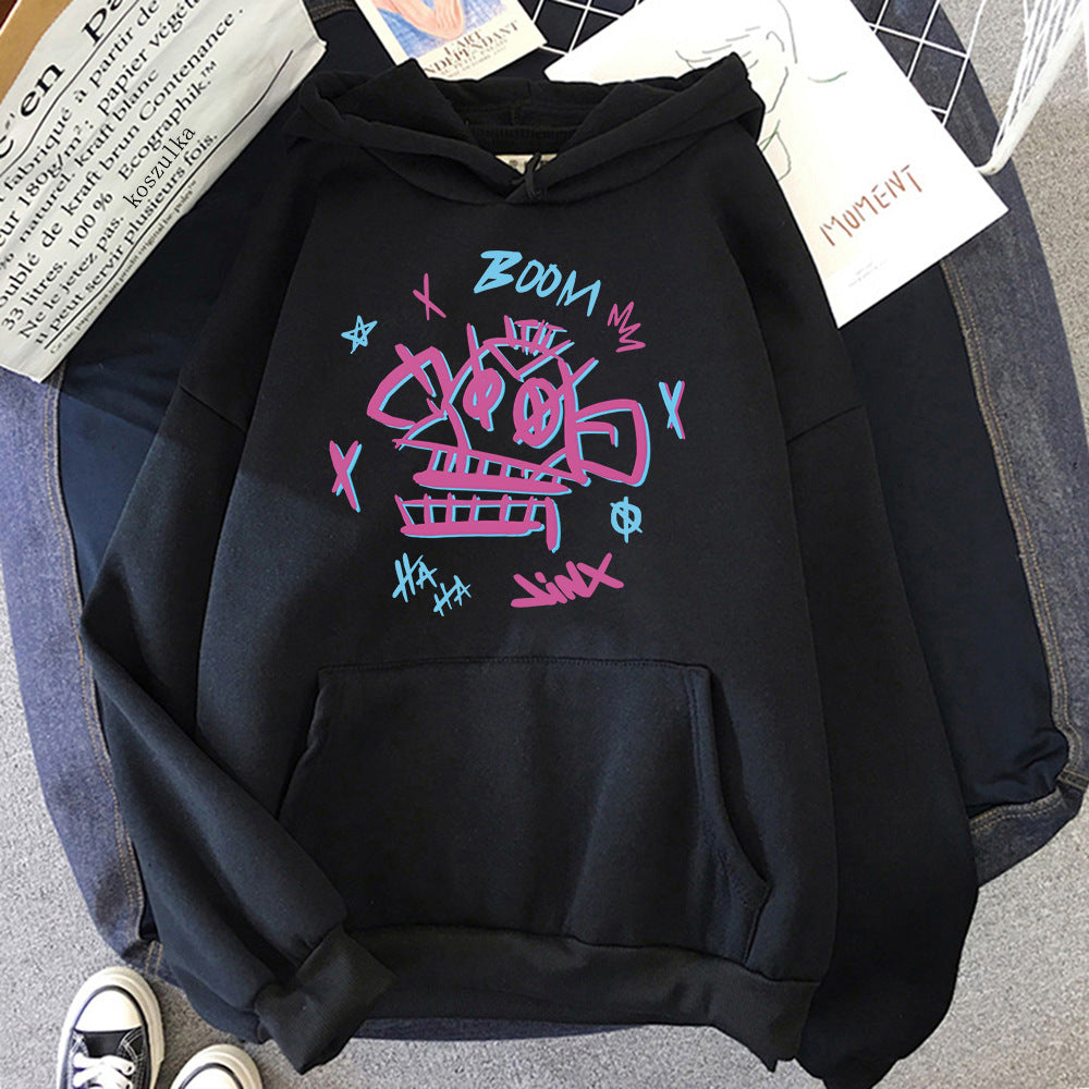 Mirla | Arcane Hoodie Harajuku Stil Jinx och Ekko-Eva Jonsson