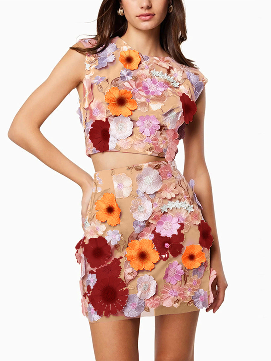 Mirla | Ärmlös Crop Top Bodycon Kjol Tvådelat Set-Eva Jonsson