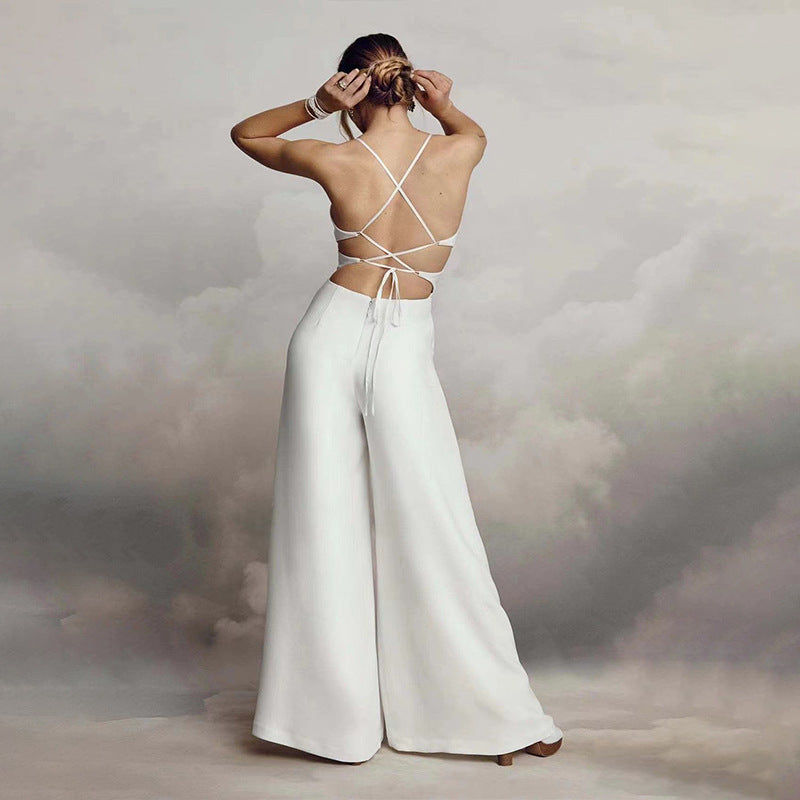Mirla | Ärmlös Spaghetti-rem V-ringad Bodycon Rygglös Jumpsuit-Eva Jonsson