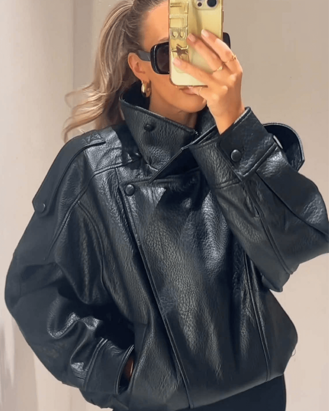 Mirla | Asymmetrisk Läderjacka-Eva Jonsson