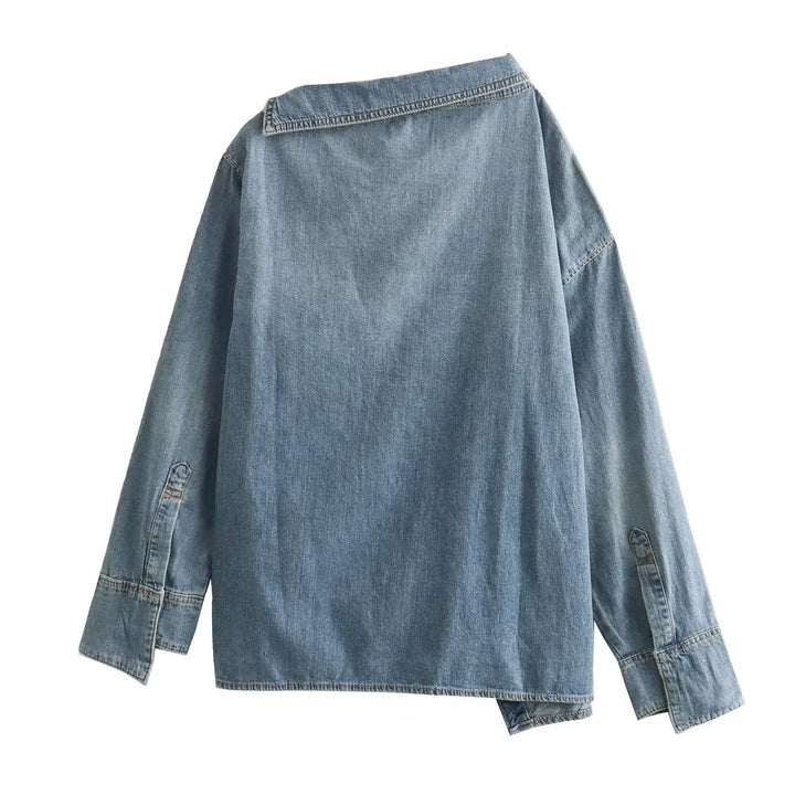 Mirla | Avslappnad, Asymmetrisk Jeansskjorta-Eva Jonsson