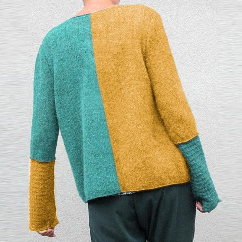 Mirla | Avslappnad Passform Sweatshirt Färgblock Knapp-Front Sweatshirt-Eva Jonsson