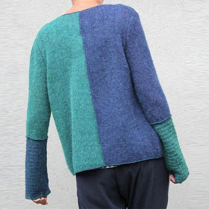 Mirla | Avslappnad Passform Sweatshirt Färgblock Knapp-Front Sweatshirt-Eva Jonsson