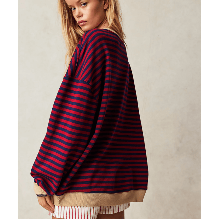 Mirla | Avslappnad Randig Dam Sweatshirt-Eva Jonsson