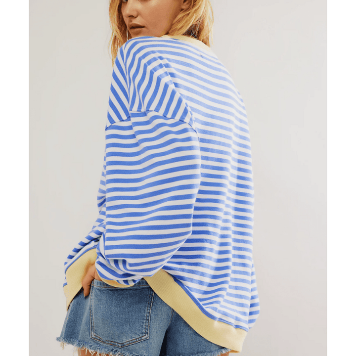Mirla | Avslappnad Randig Dam Sweatshirt-Eva Jonsson