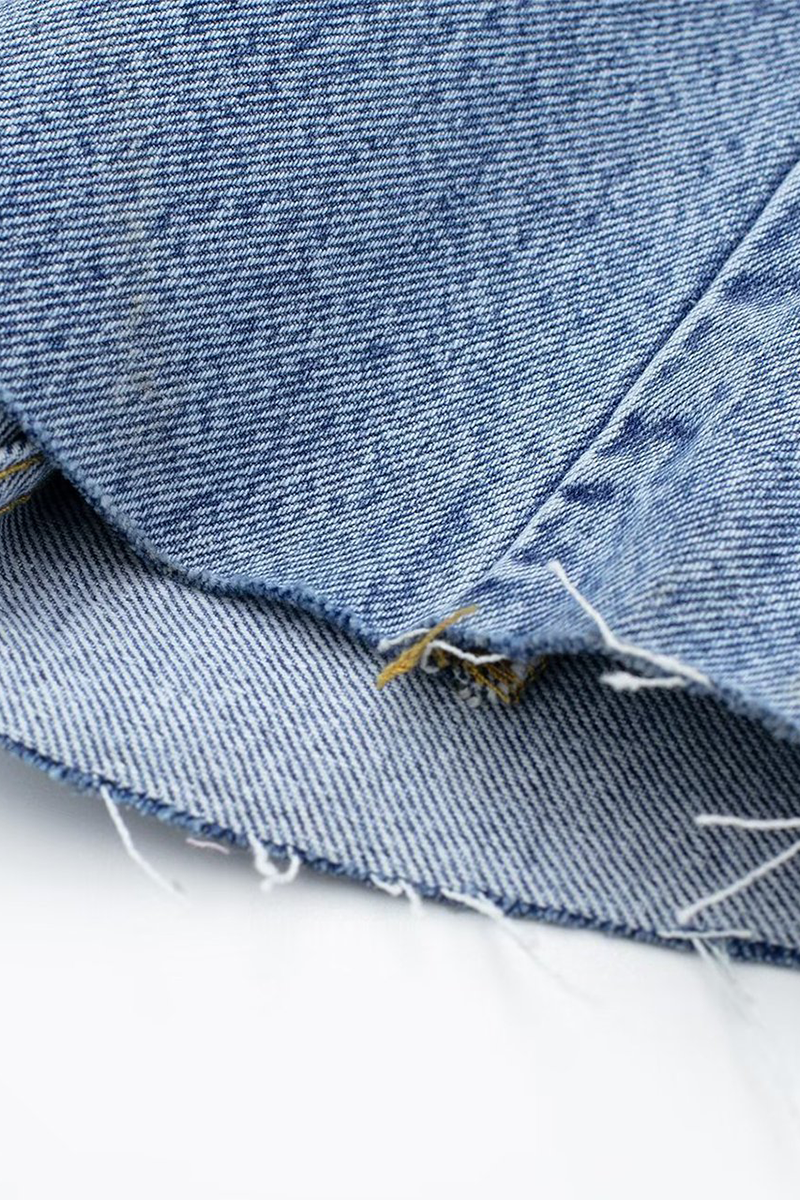 Mirla | Avslappnad Street Enfärgad Fickknapp Krage Långa Ärmar Lösa Denim Overall-Eva Jonsson