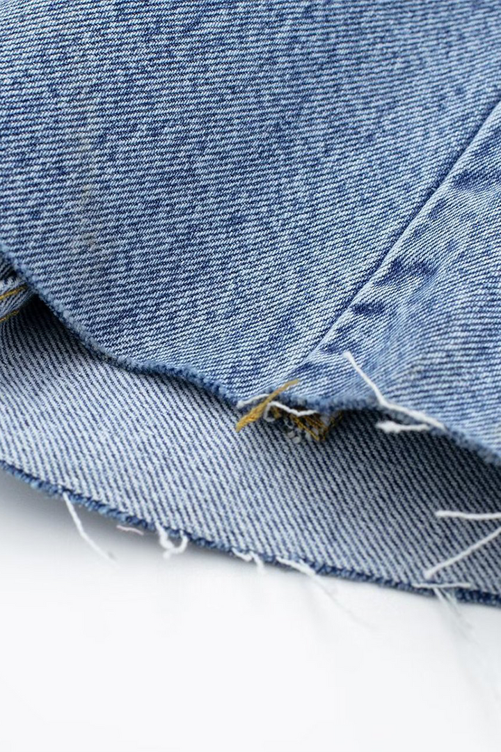 Mirla | Avslappnad Street Enfärgad Fickknapp Krage Långa Ärmar Lösa Denim Overall-Eva Jonsson