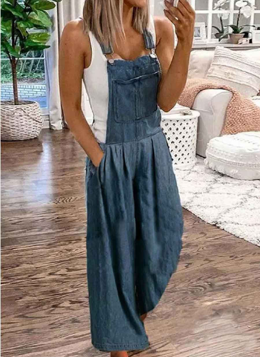 Mirla | Avslappnad mode Stort denim jumpsuit-Eva Jonsson