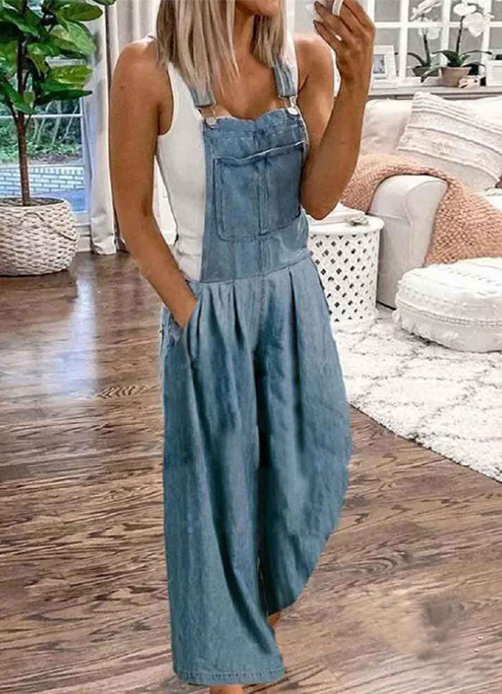 Mirla | Avslappnad mode Stort denim jumpsuit-Eva Jonsson