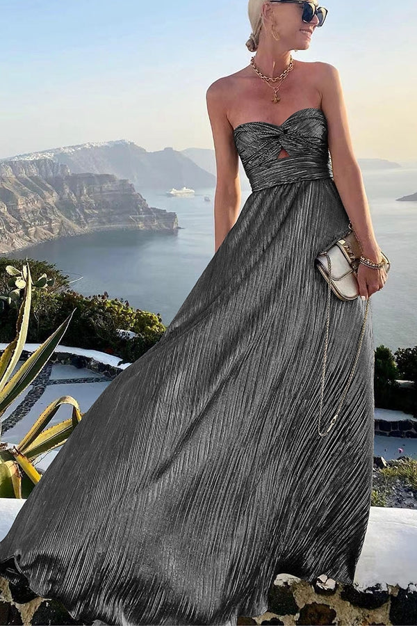 Mirla | Axellång Shimmer Maxi Klänning Elegant, Lätt & Perfekt för Kvälls Glam-Eva Jonsson