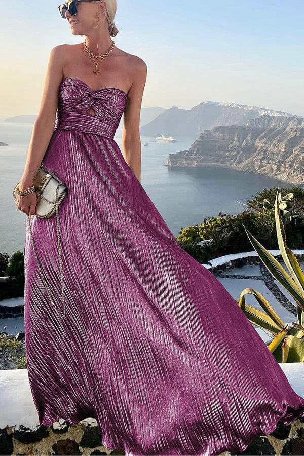 Mirla | Axellång Shimmer Maxi Klänning Elegant, Lätt & Perfekt för Kvälls Glam-Eva Jonsson