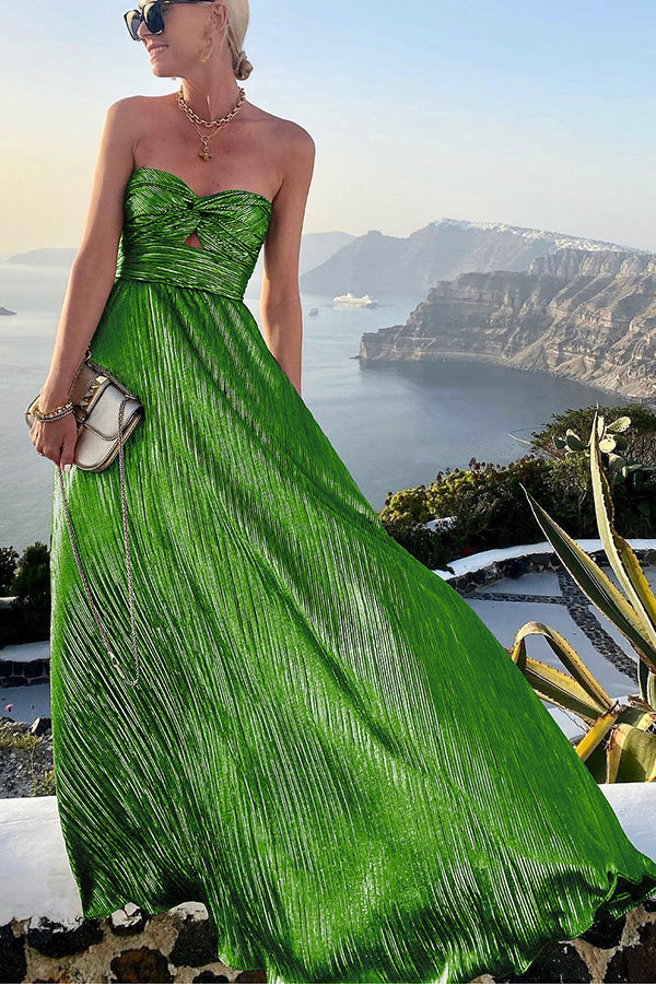 Mirla | Axellång Shimmer Maxi Klänning Elegant, Lätt & Perfekt för Kvälls Glam-Eva Jonsson