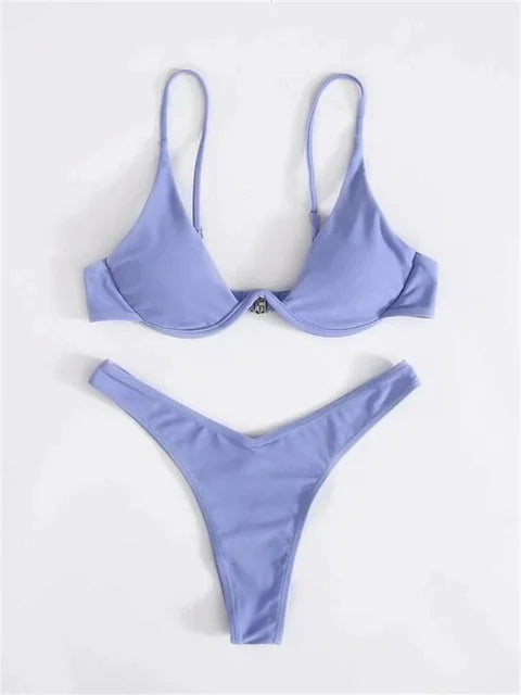 Mirla | Båge-bikini-set Push-Up-bh och tanga-badkläder för damer-Eva Jonsson