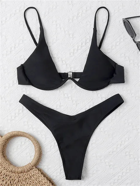 Mirla | Båge-bikini-set Push-Up-bh och tanga-badkläder för damer-Eva Jonsson