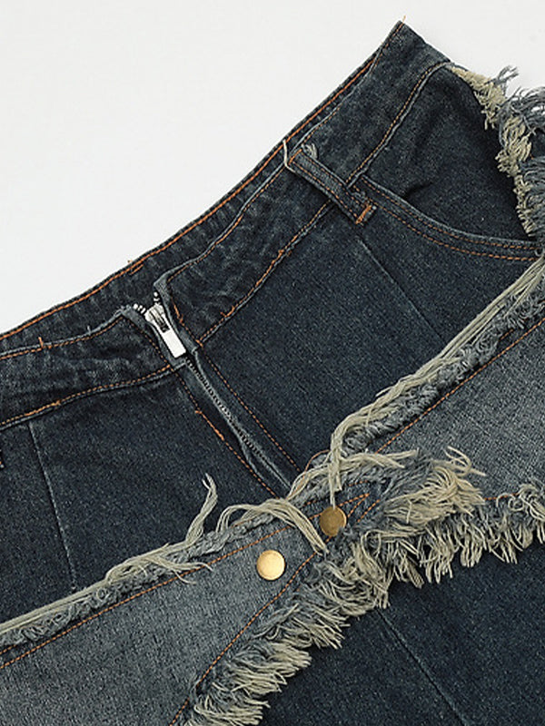 Mirla | Baggy Stjärnmönster Lappade Jeansshorts-Eva Jonsson