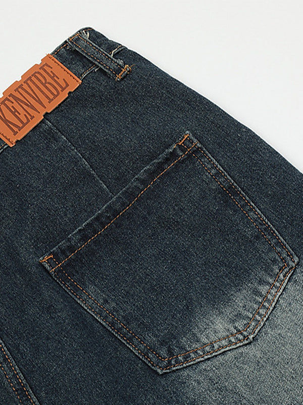 Mirla | Baggy Stjärnmönster Lappade Jeansshorts-Eva Jonsson