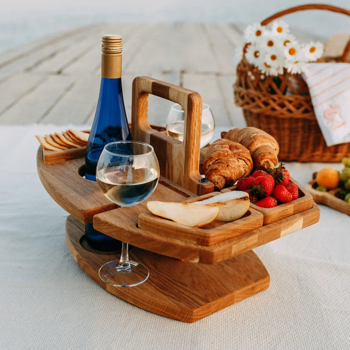 Mirla | Bärbar Trä Picknik Vin Bord – WineNest-Eva Jonsson