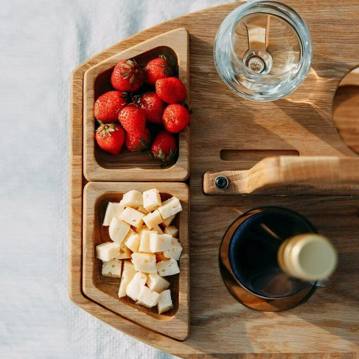 Mirla | Bärbar Trä Picknik Vin Bord – WineNest-Eva Jonsson
