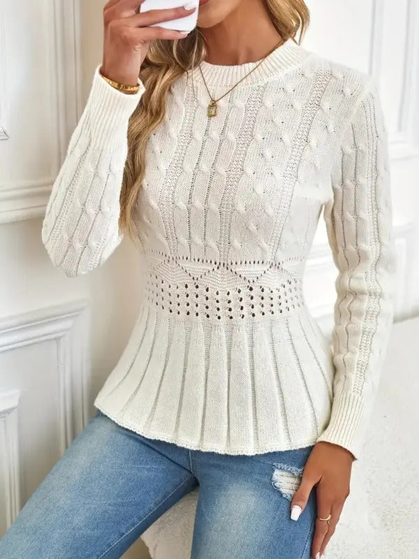 Mirla | Bekväm Chic Grovstickad Tröja med Rundhals-Eva Jonsson