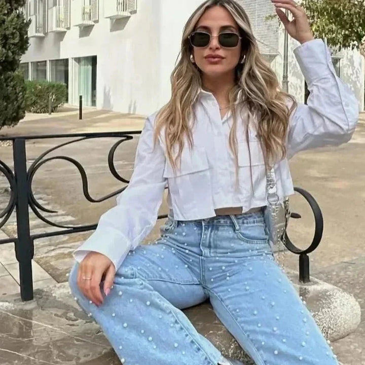 Mirla | Bekväm Cropped Skjorta för Kvinnor-Eva Jonsson