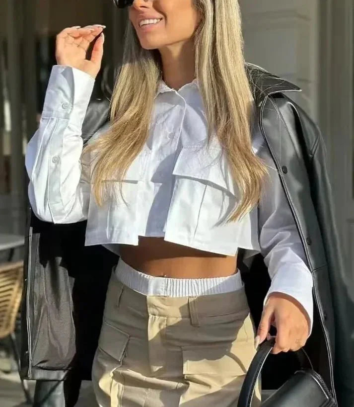 Mirla | Bekväm Cropped Skjorta för Kvinnor-Eva Jonsson