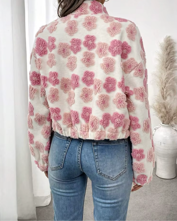 Mirla | Bekväm Fleecejacka med Söt Blommönster-Eva Jonsson