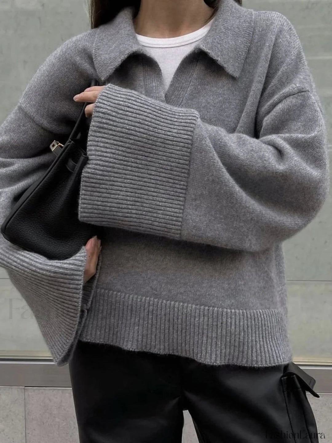 Mirla | Bekväm Minimalistisk Överstor Stickad Tröja-Eva Jonsson