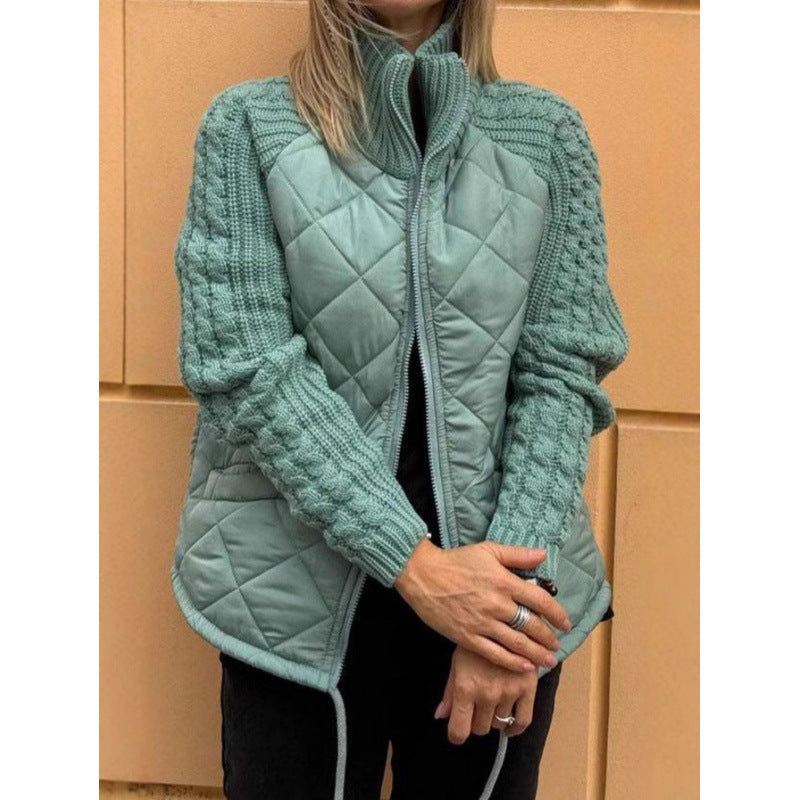 Mirla | Bekväm Quiltad Jacka med Stickade Ärmar för Kvinnor-Eva Jonsson