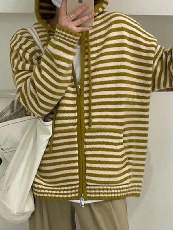 Mirla | Bekväm Randig Hoodie med Dragkedja-Eva Jonsson
