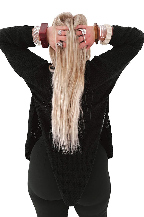 Mirla | Bekväm Stickad Mellanlång Cardigan med Långa Ärmar-Eva Jonsson