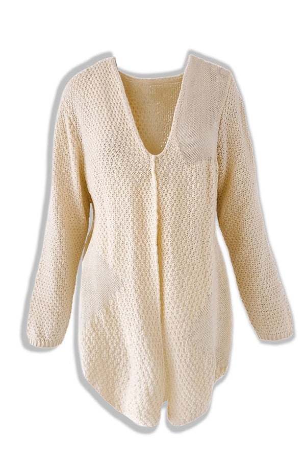 Mirla | Bekväm Stickad Mellanlång Cardigan med Långa Ärmar-Eva Jonsson
