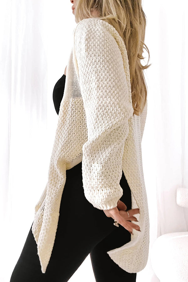 Mirla | Bekväm Stickad Mellanlång Cardigan med Långa Ärmar-Eva Jonsson