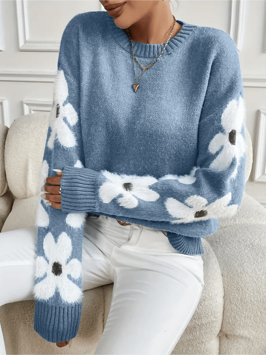 Mirla | Bekväm sweatshirt med blommönster-Eva Jonsson