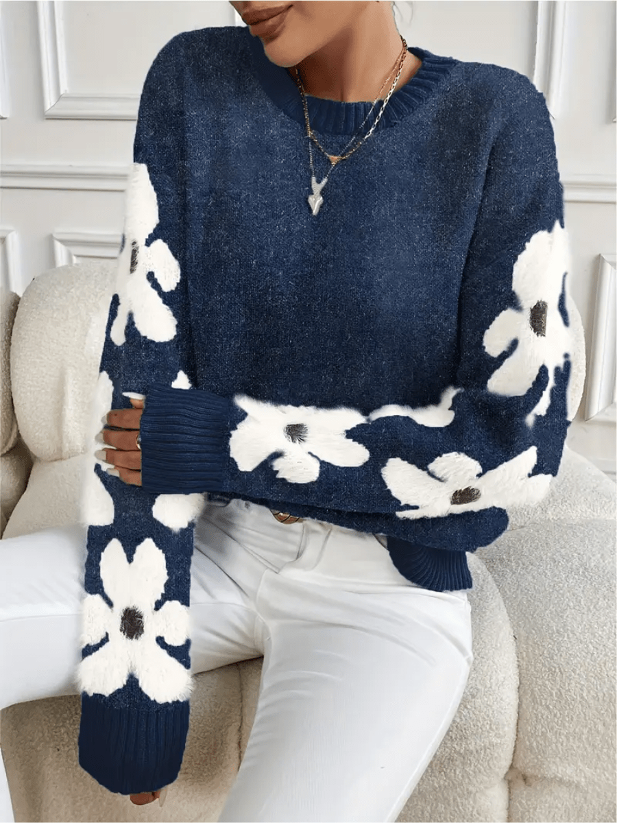Mirla | Bekväm sweatshirt med blommönster-Eva Jonsson