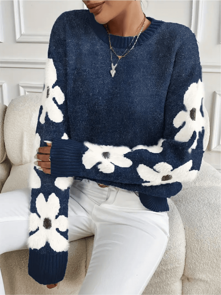 Mirla | Bekväm sweatshirt med blommönster-Eva Jonsson